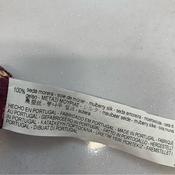 Zara Silk Blouse‎ Top Woman Medium  Purple Floral High Neck Colorful Tropical - Picture 9 of 13